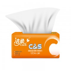 洁柔（C&S）抽纸 活力阳光橙 3层120抽面巾纸24包（整箱销售 软抽纸巾 母婴可用）