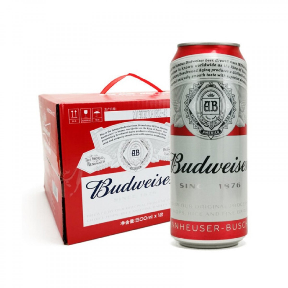 百威（BUDWEISER）百威啤酒 清啤 黄啤 500mlX12听 整箱装