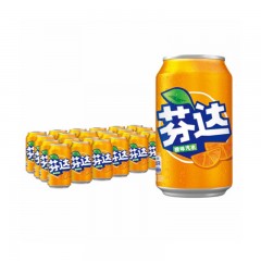 可口可乐公司出品 芬达 Fanta 橙味 汽水 碳酸饮料 330mlX24罐 整箱装