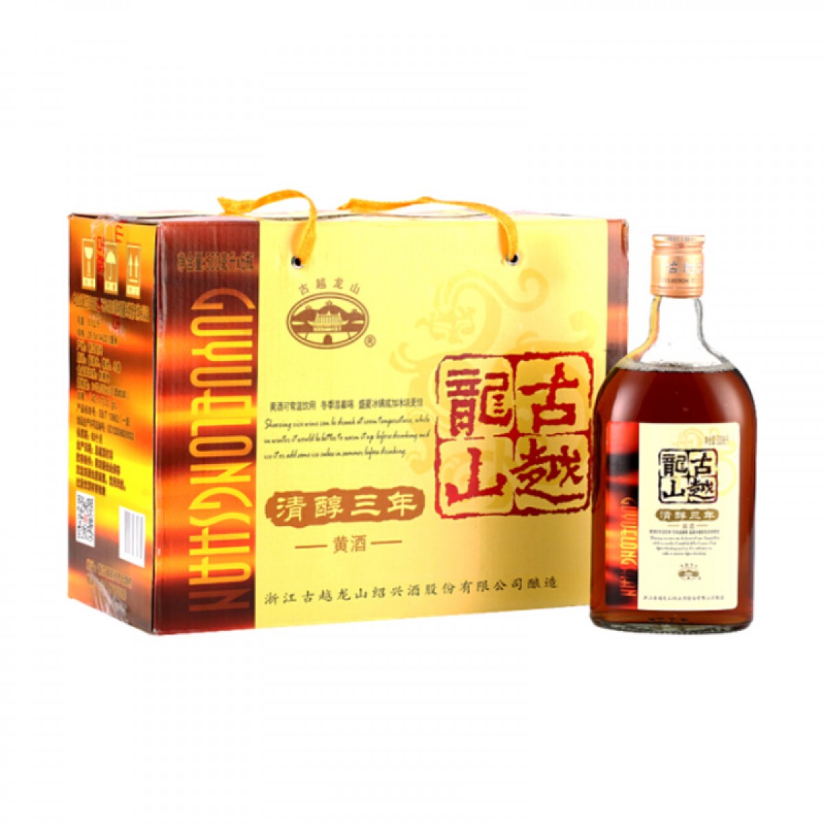 古越龙山 绍兴黄酒 花雕酒糯米酒 清醇三年 半甜型 500mlX6瓶 整箱装